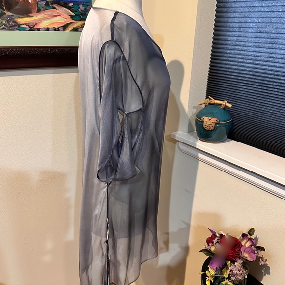 Sheer Chiffon Hand Painted Tunic/Blouse - a Work of ART by BNQ - SZ 38-40 - Picture 8 of 12